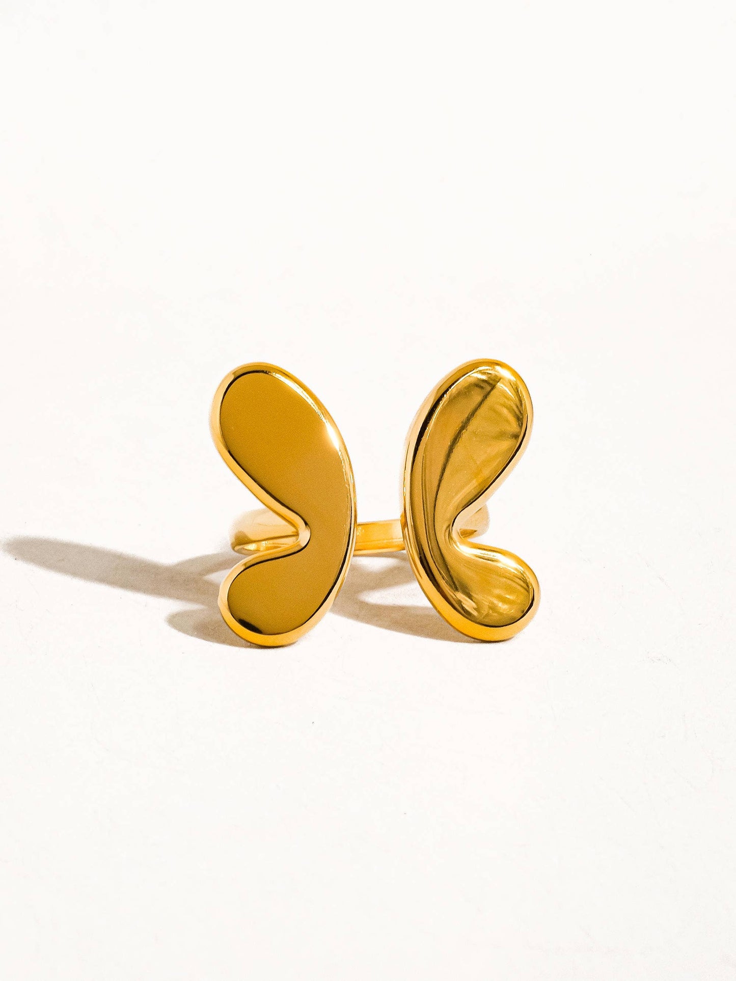 18K Gold Non-Tarnish Butterfly Ring: Gold