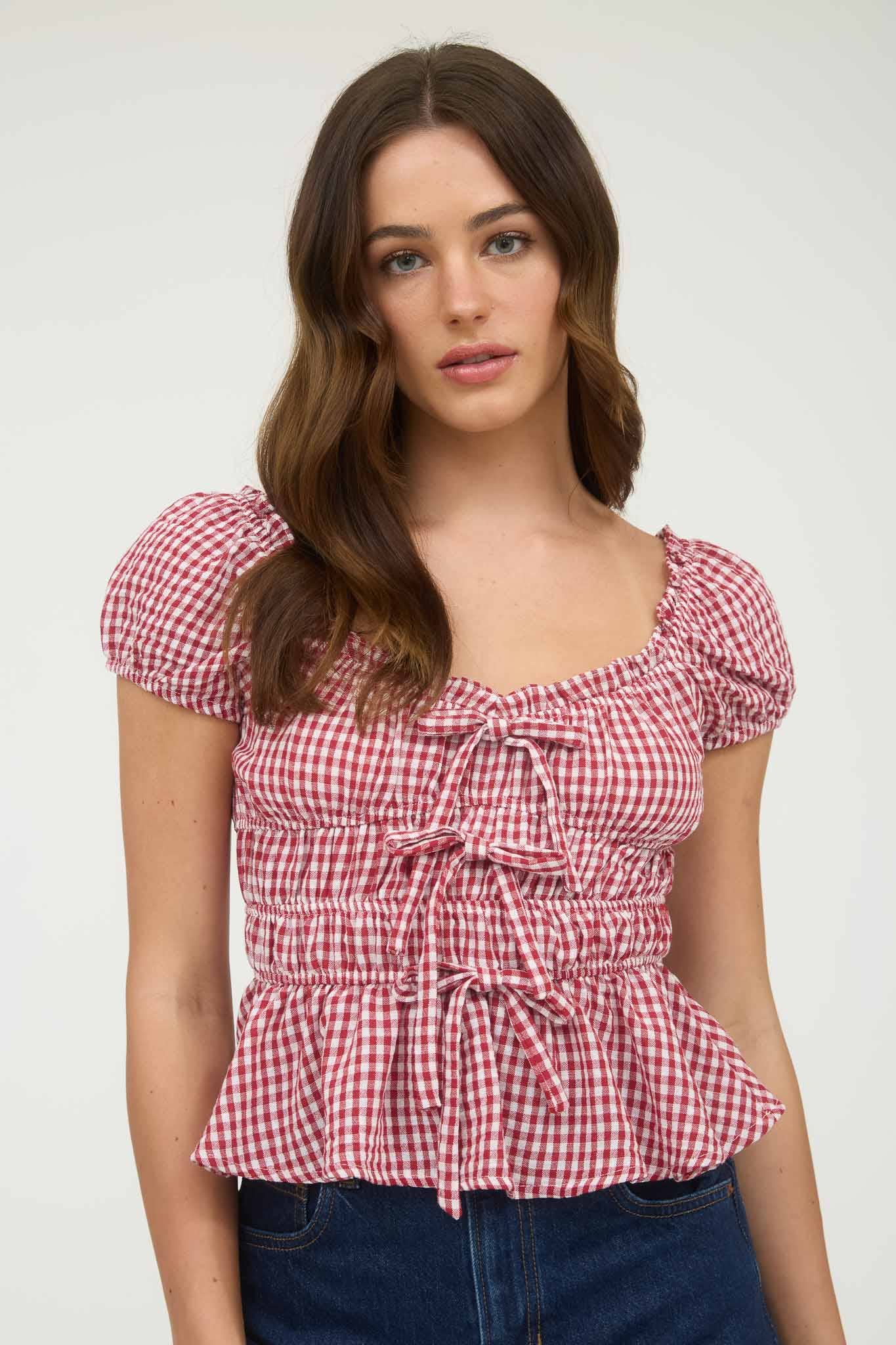 The Gimme Gingham Babydoll Top