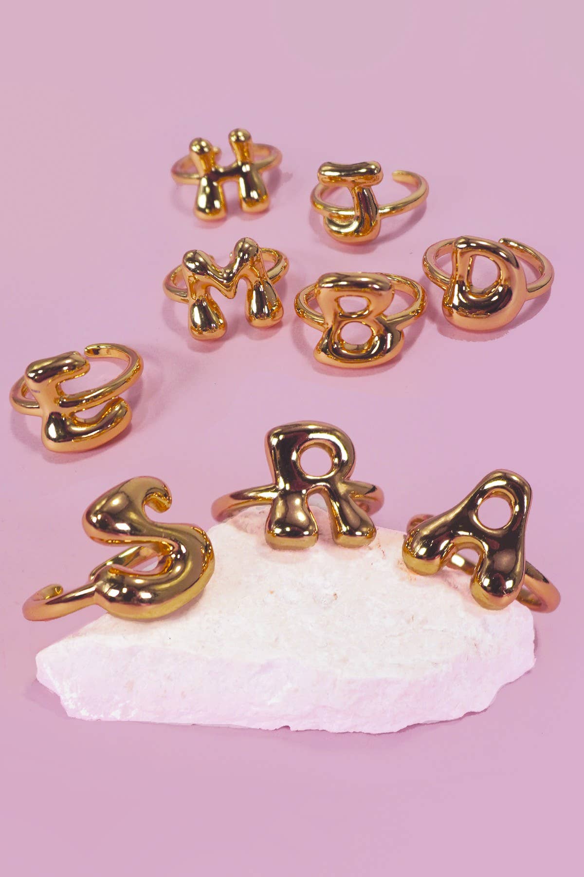 BALLOON BUBBLE MONOGRAM INITIAL ADJUSTABLE RING