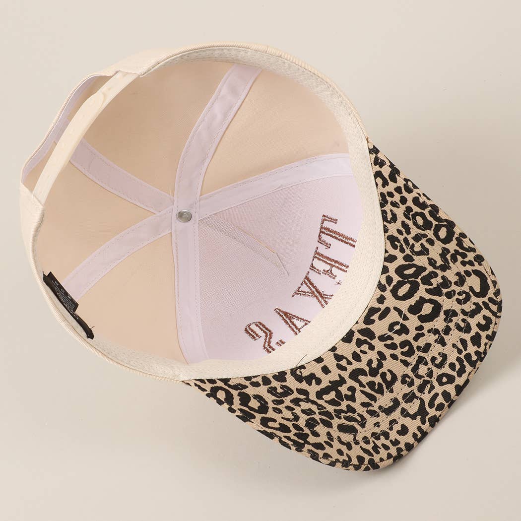 TEXAS Embroidery Leopard Two-Tone Trucker Hat: Leopard - Brown / ONE SIZE