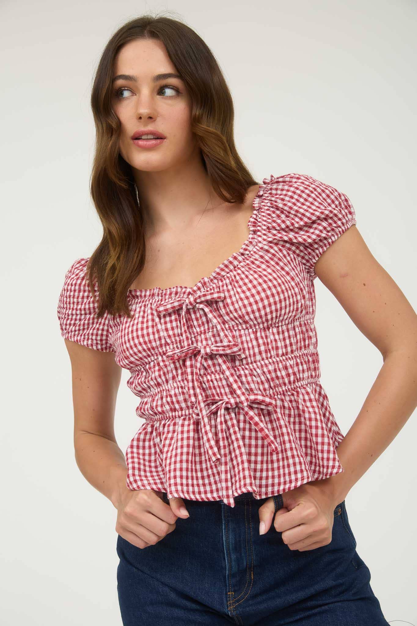 The Gimme Gingham Babydoll Top
