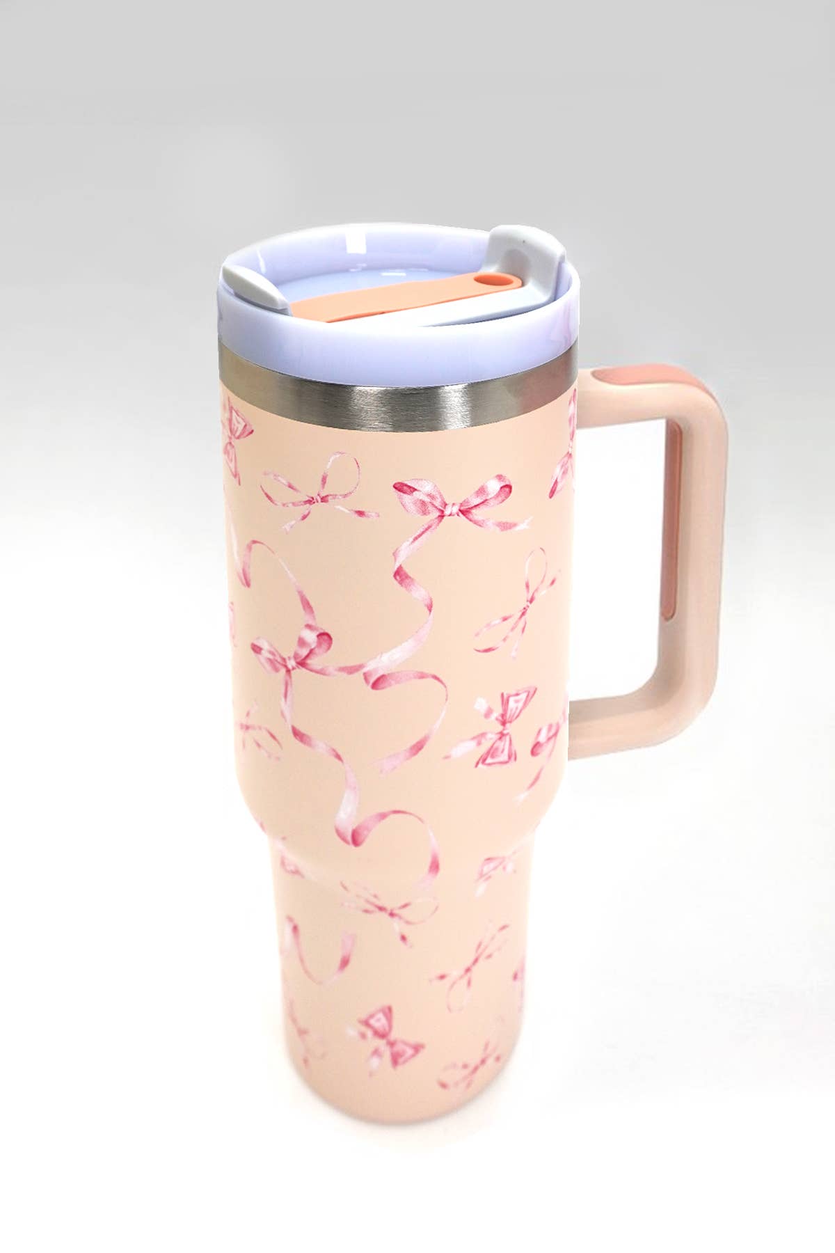 40oz STAINLESS STEEL TUMBLER ALL STYLES: BOW LT PINK N