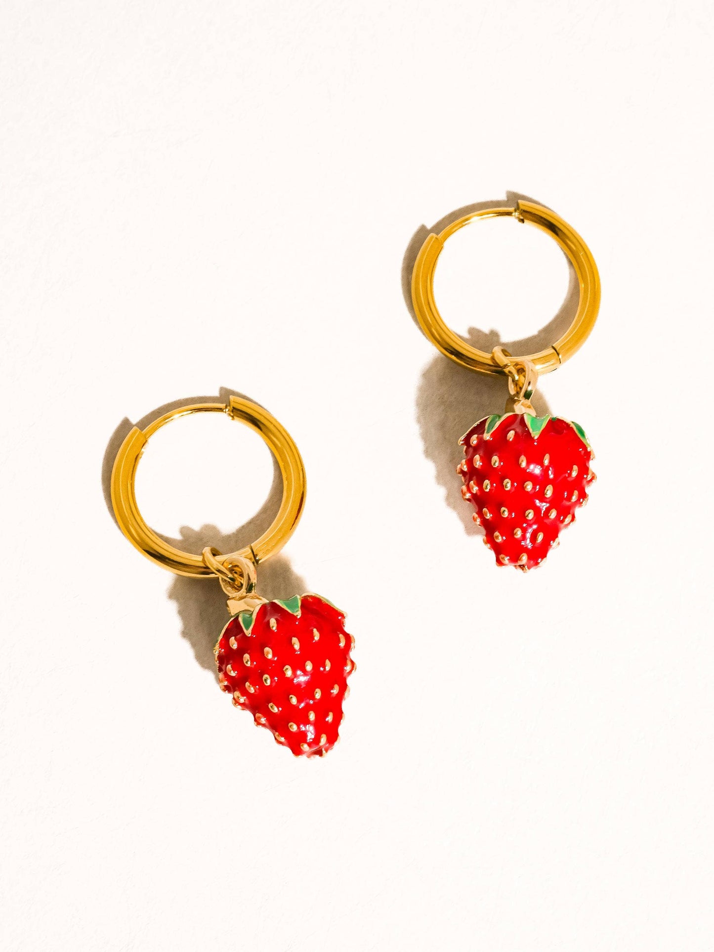 Berry 18K Gold Non-Tarnish Strawberry Earring: Red