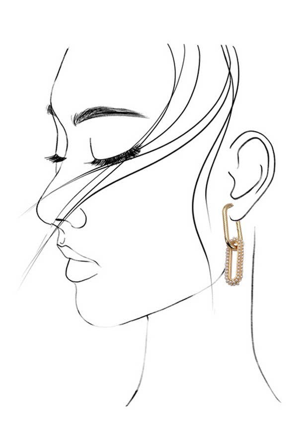 LINK CHAIN PEARL DROP EARRINGS: Gold