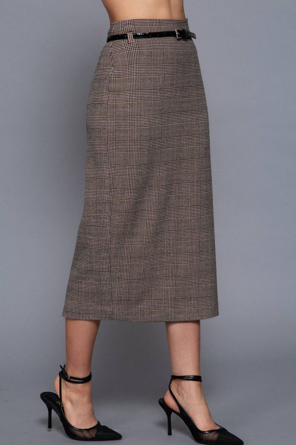 The Uptown Plaid Midi Skirt