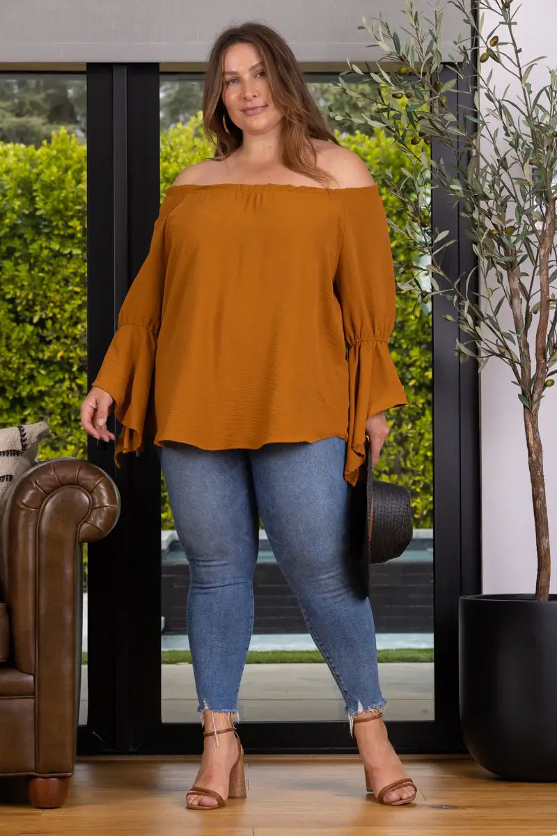 POET BLOUSE OFF SHOULDER TOP- PLUS SIZE