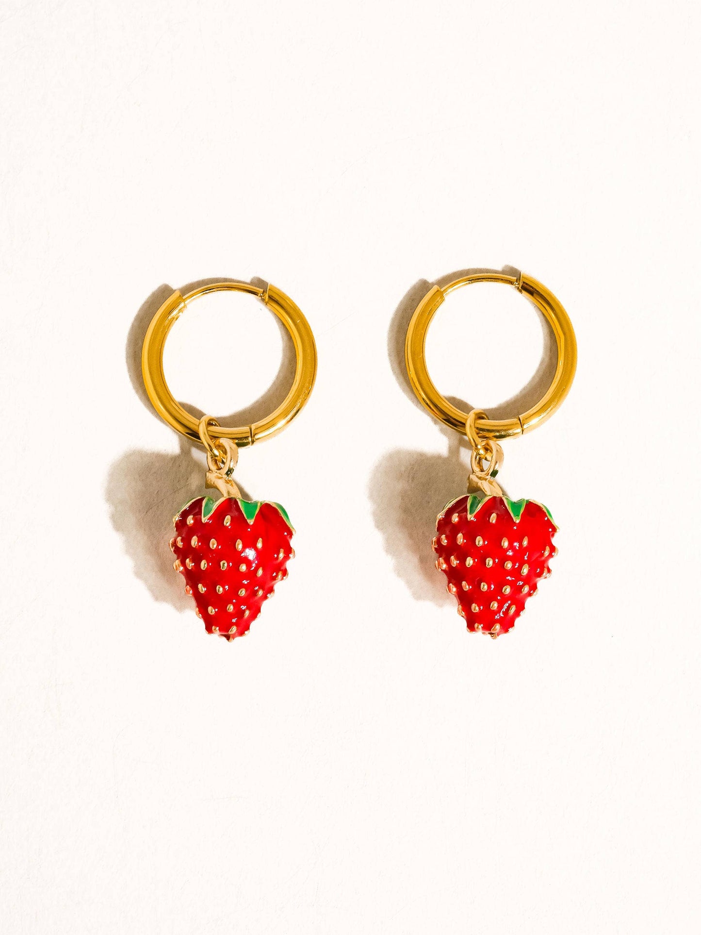 Berry 18K Gold Non-Tarnish Strawberry Earring: Red