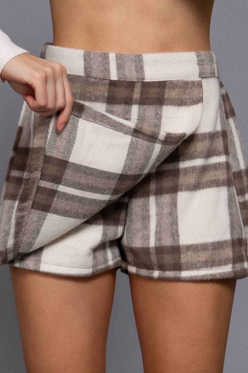Front Wrap Plaid Skort