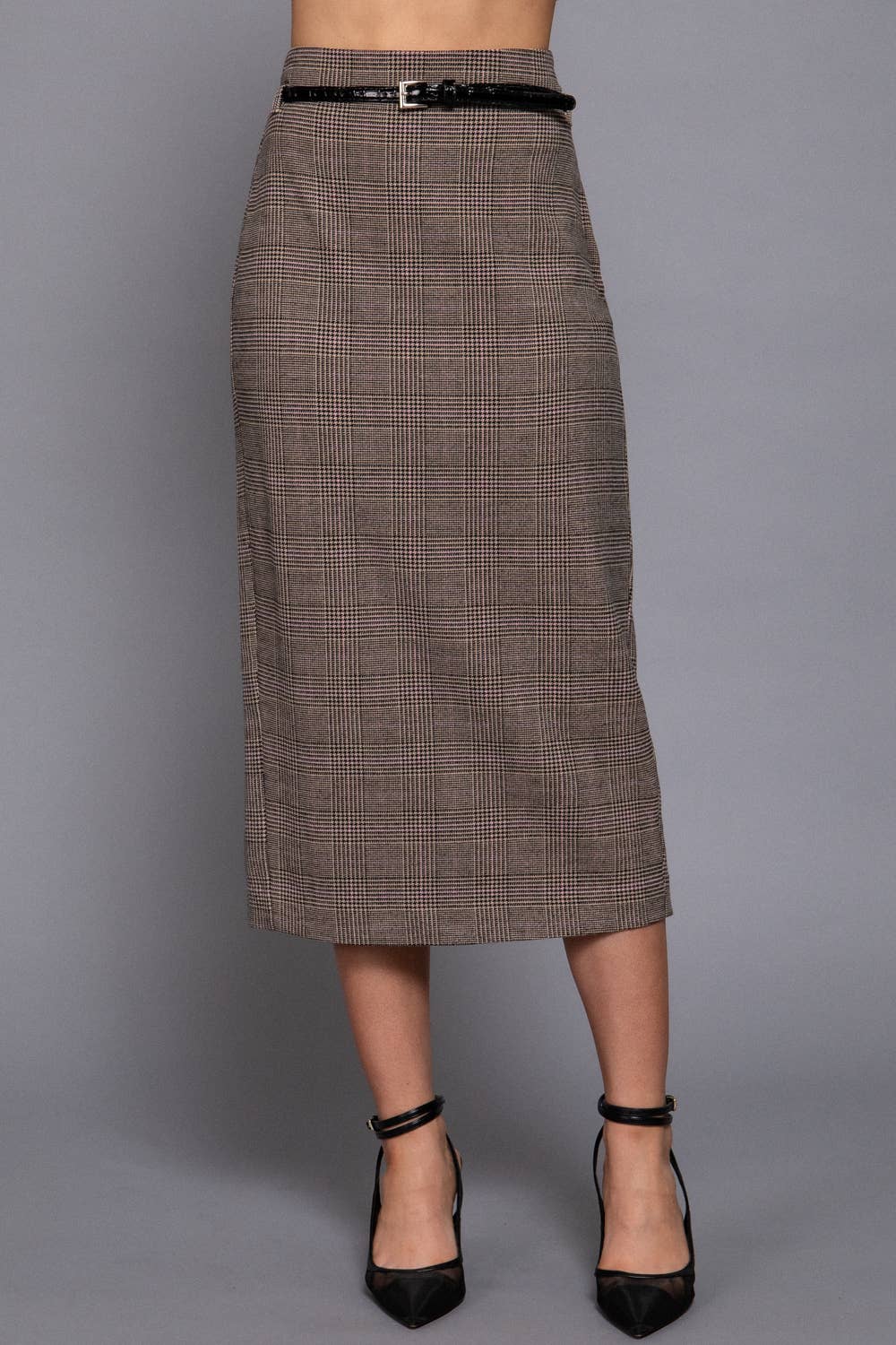 The Uptown Plaid Midi Skirt