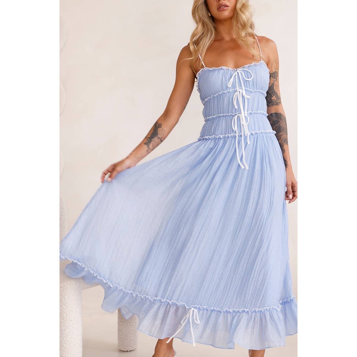 Blue Skies Ruffle Midi