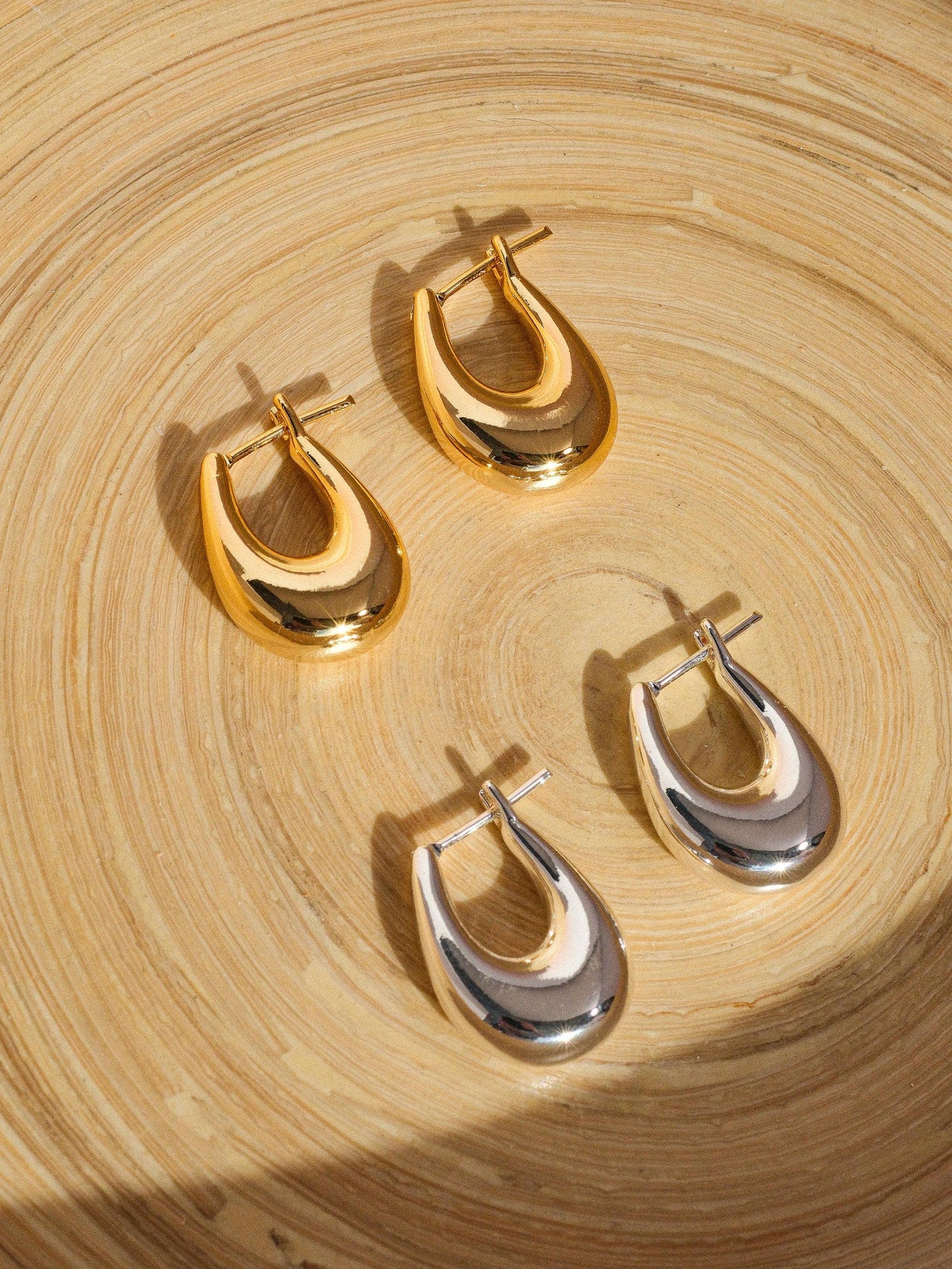 Main Chick Hoops 18K Classic Droplet Hoop Earring: Silver