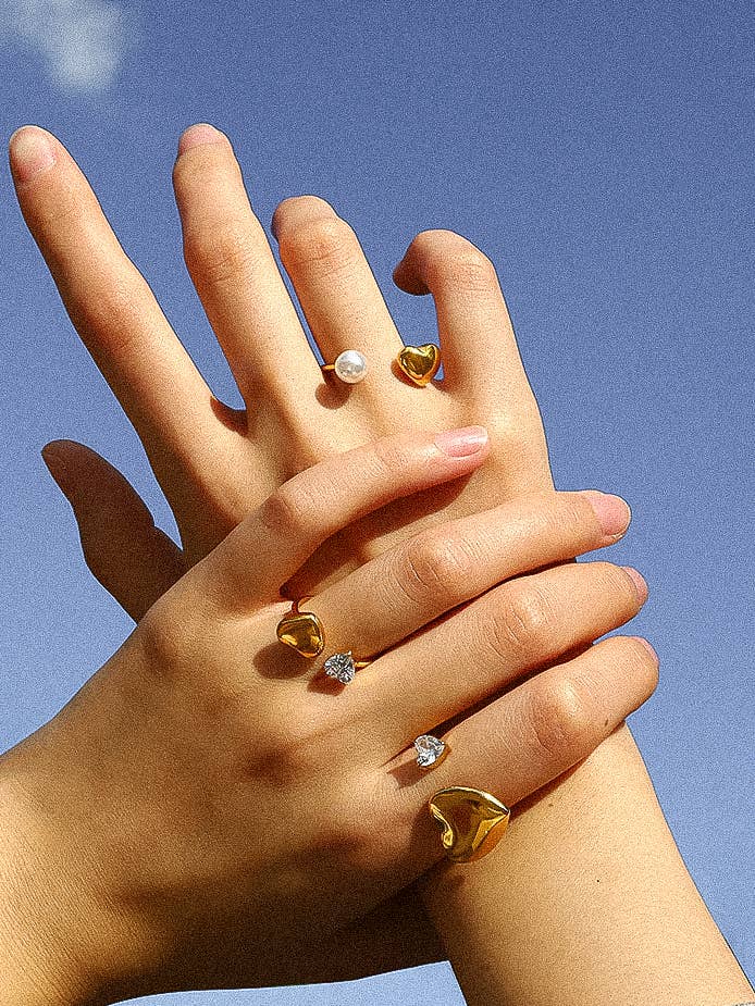 Heart of Pearl 18K Non-Tarnish Pearl Heart Ring