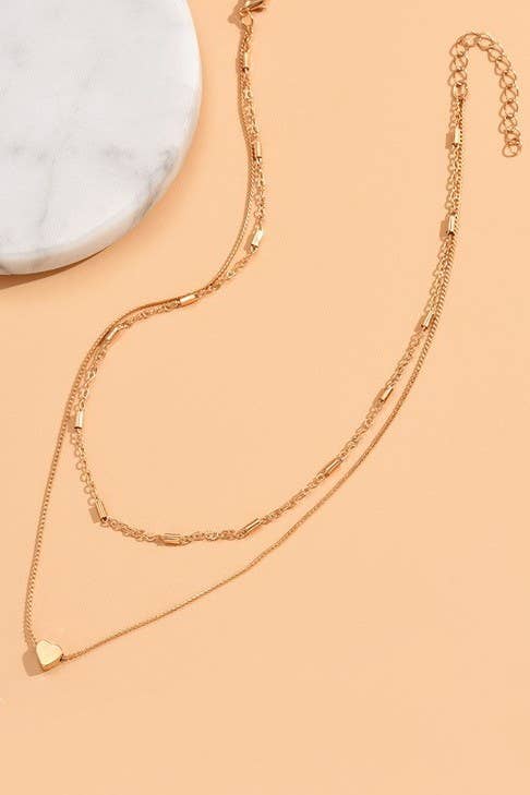 TITANIUM STEEL NON-TARNISH LAYERED HEART NECKLACE: Gold