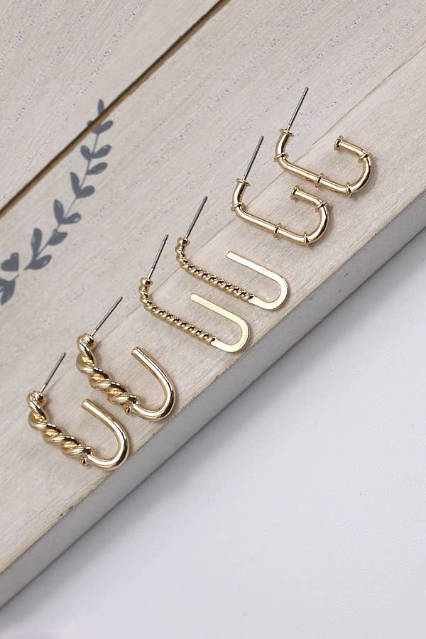ROPE TWIST HUGGIE EARRINGS: Gold