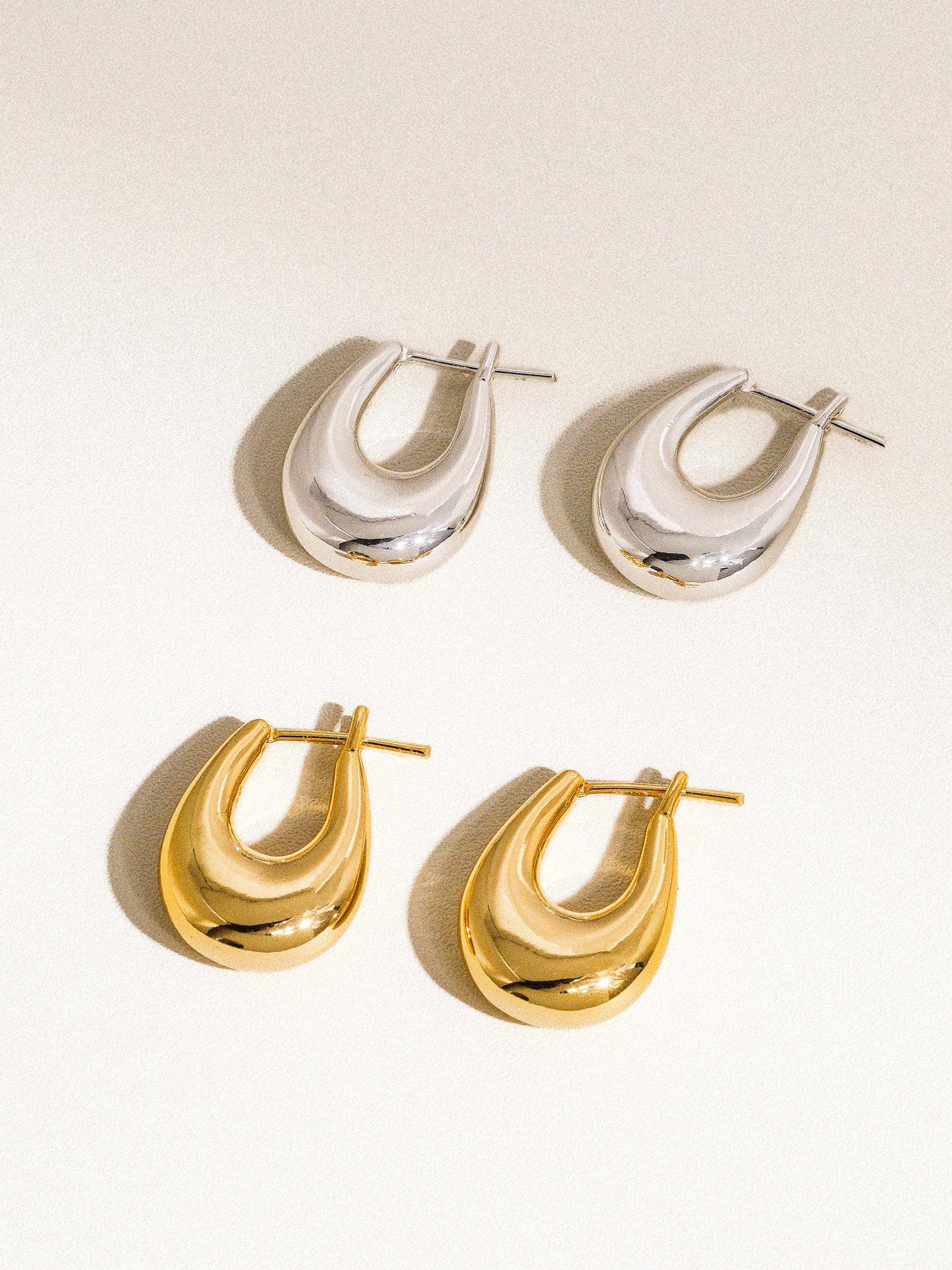 Main Chick Hoops 18K Classic Droplet Hoop Earring: Silver