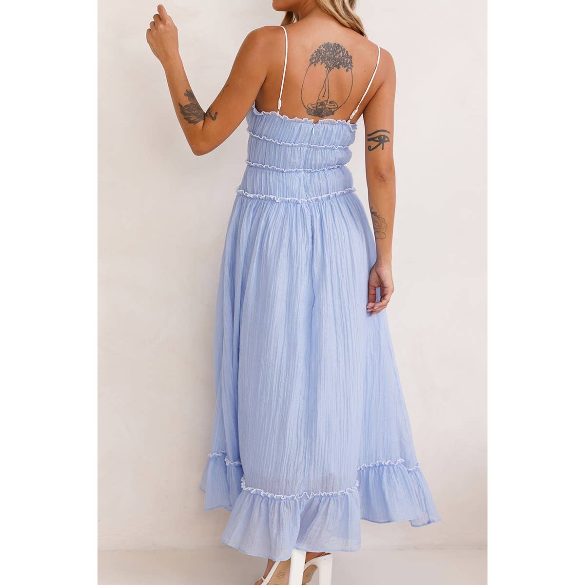 Blue Skies Ruffle Midi