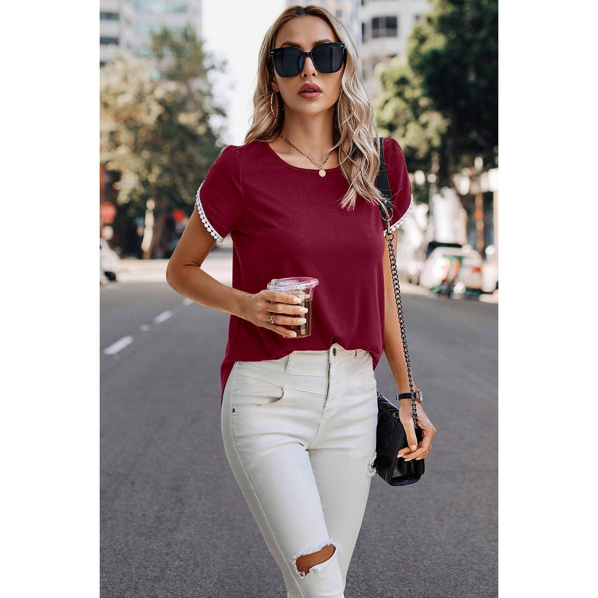 Merlot Lace Tee