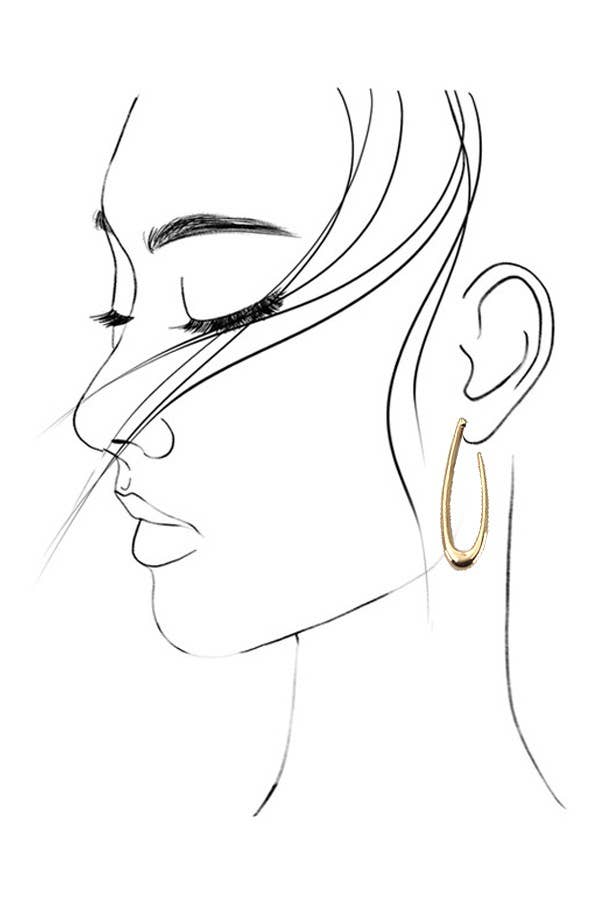 LONG TEAR DROP HOOP EARRINGS: GOLD