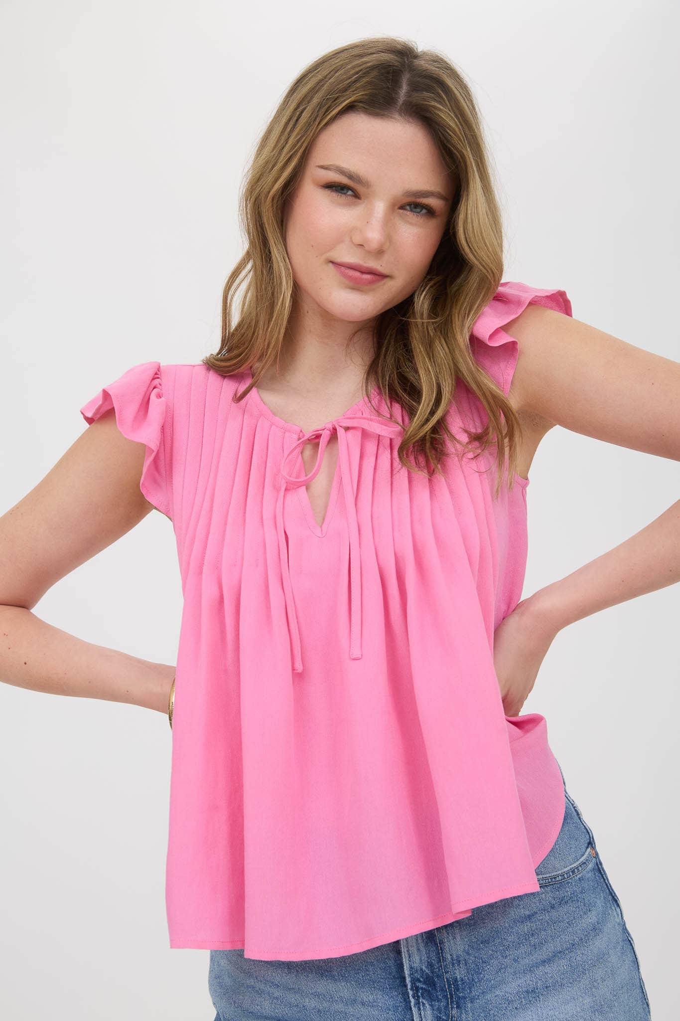 The Sweetheart Pleated Blouse – Pink