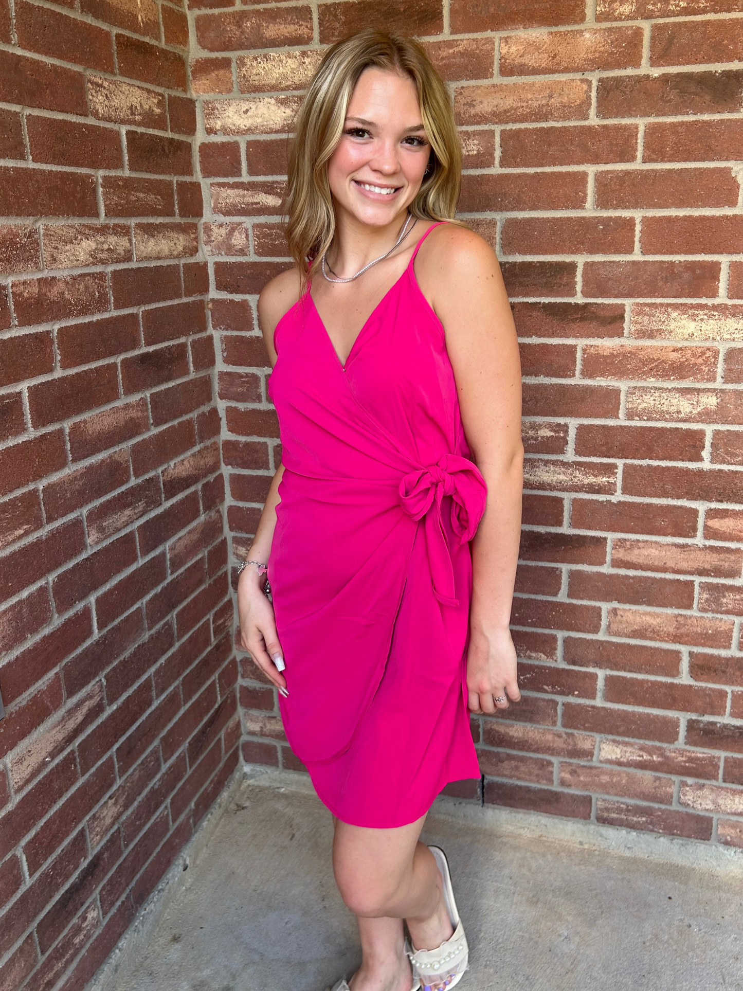 Side Tie Mini Dress *PINK*