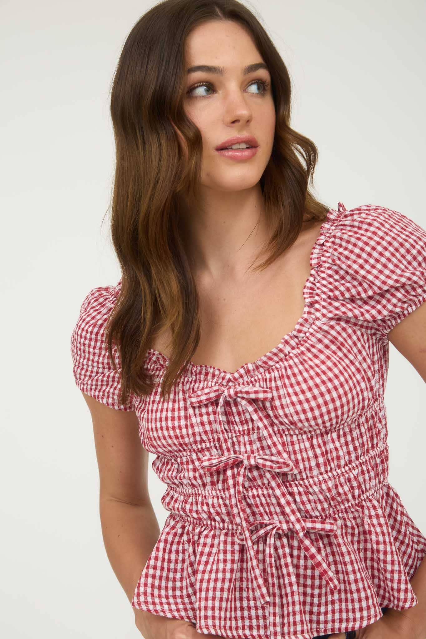 The Gimme Gingham Babydoll Top