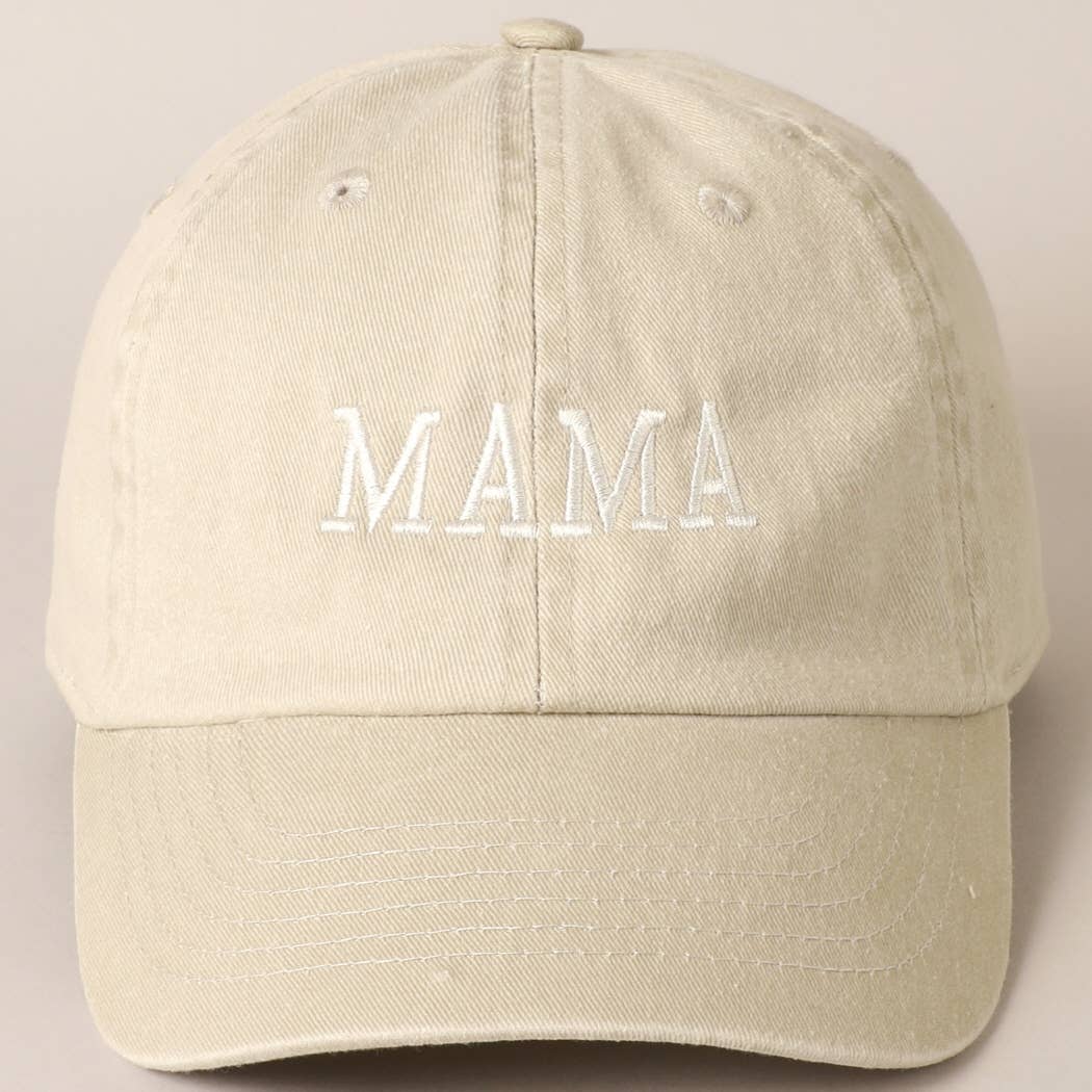 MAMA Embroidered Cotton Baseball Cap: SAND / ONE SIZE