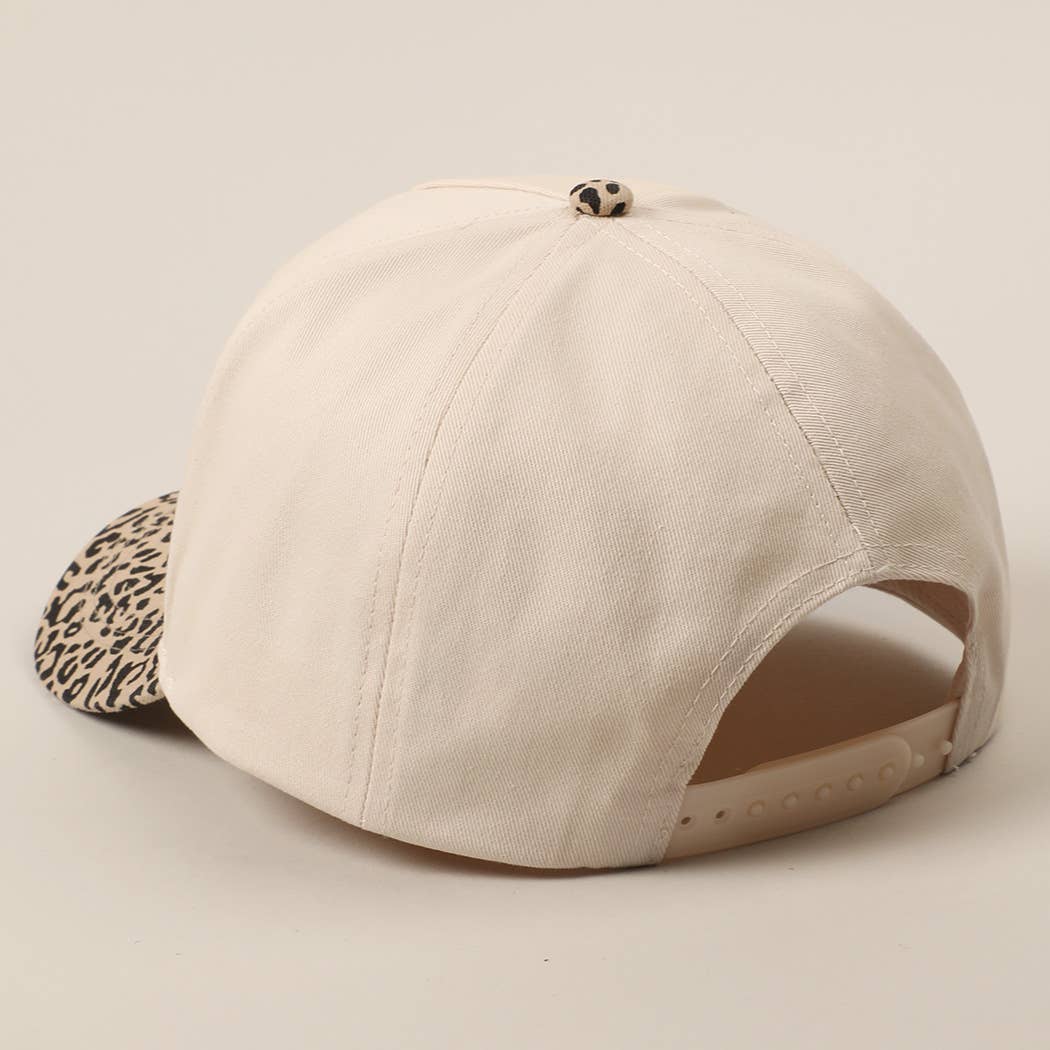 TEXAS Embroidery Leopard Two-Tone Trucker Hat: Leopard - Brown / ONE SIZE