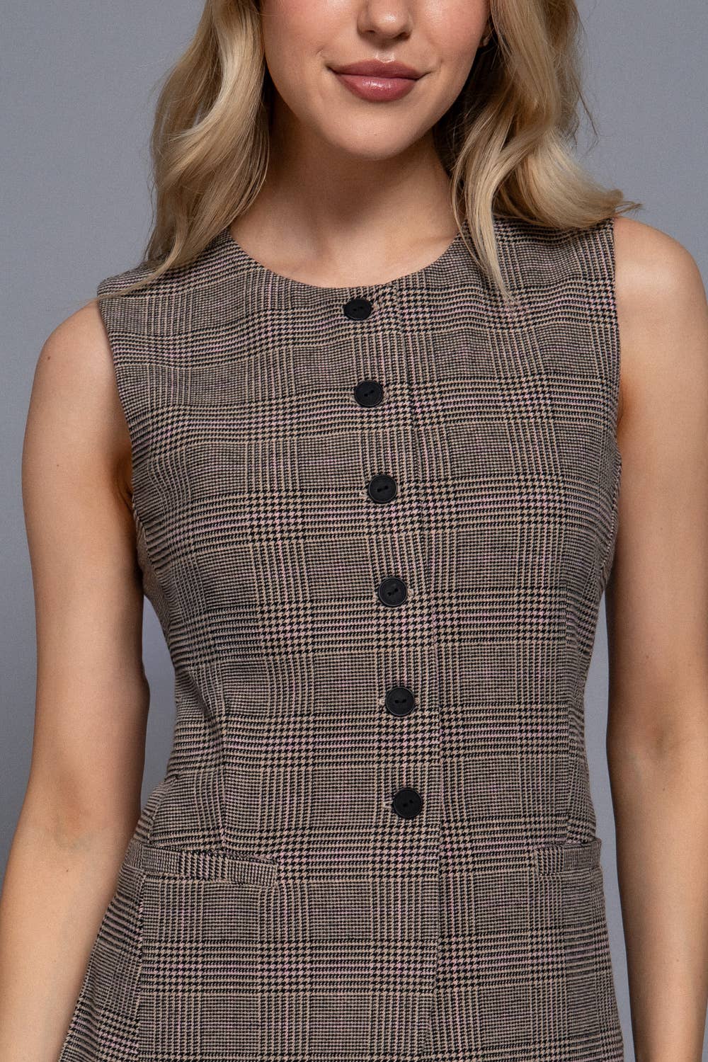 Uptown Button-Down Plaid Top