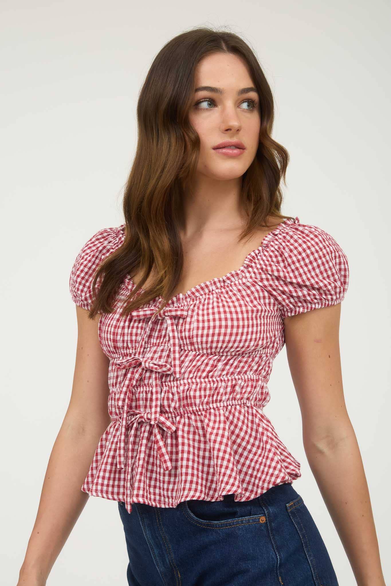 The Gimme Gingham Babydoll Top