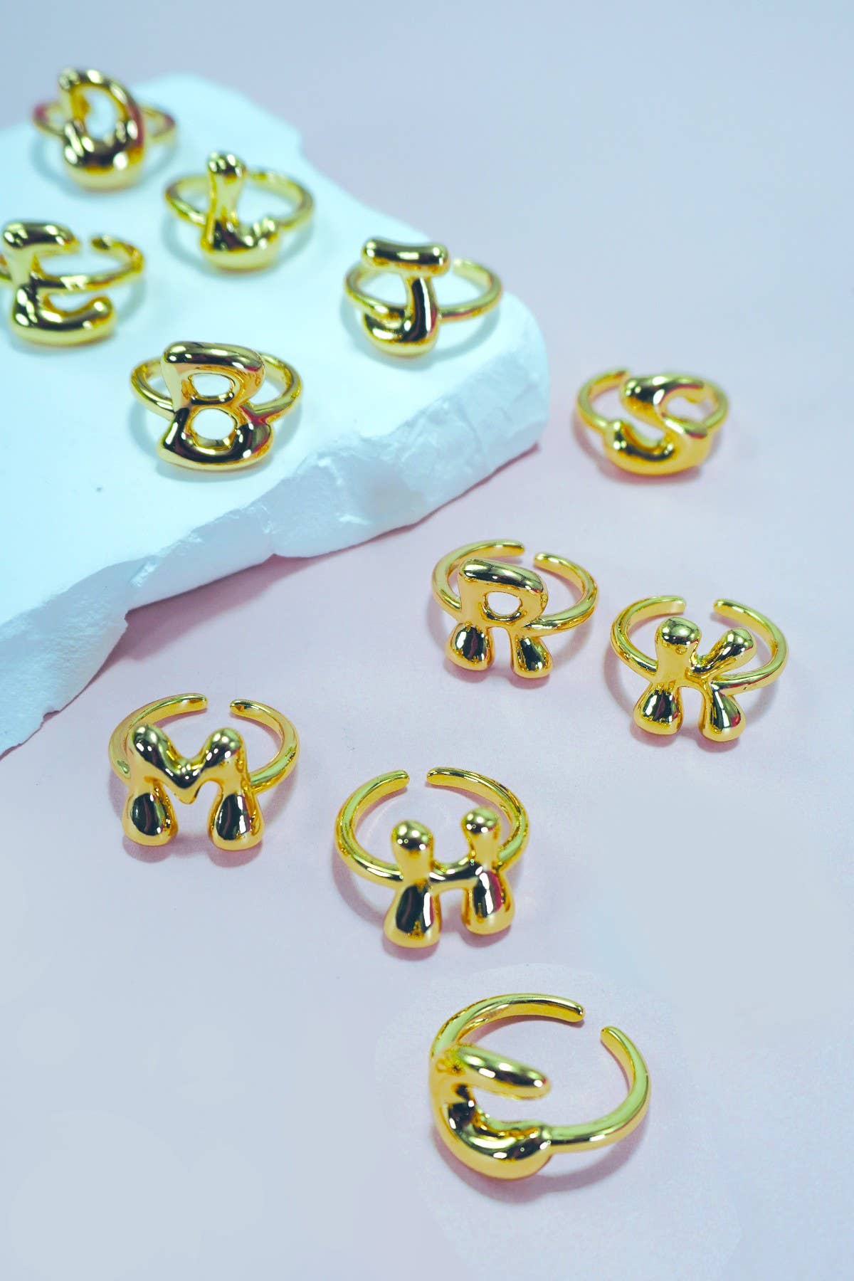 BALLOON BUBBLE MONOGRAM INITIAL ADJUSTABLE RING