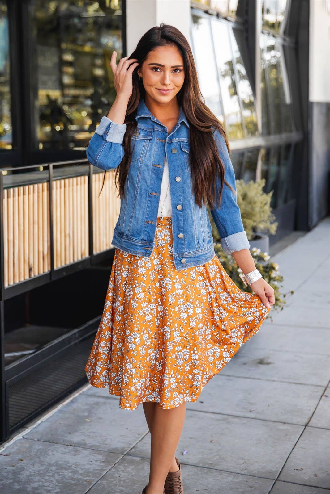 SALE:Golden Floral Skirt