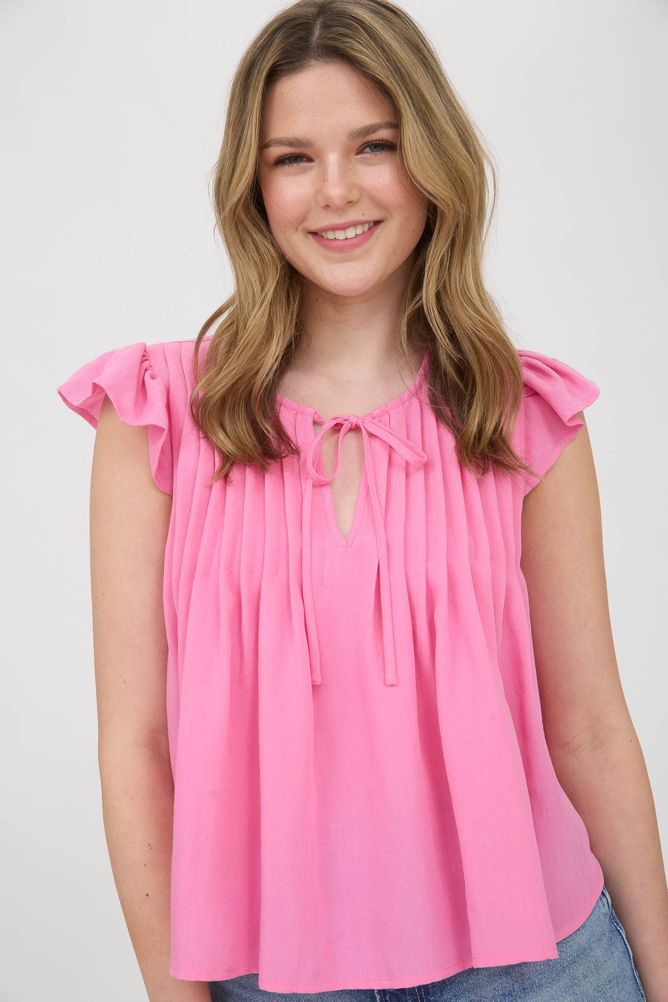 The Sweetheart Pleated Blouse – Pink