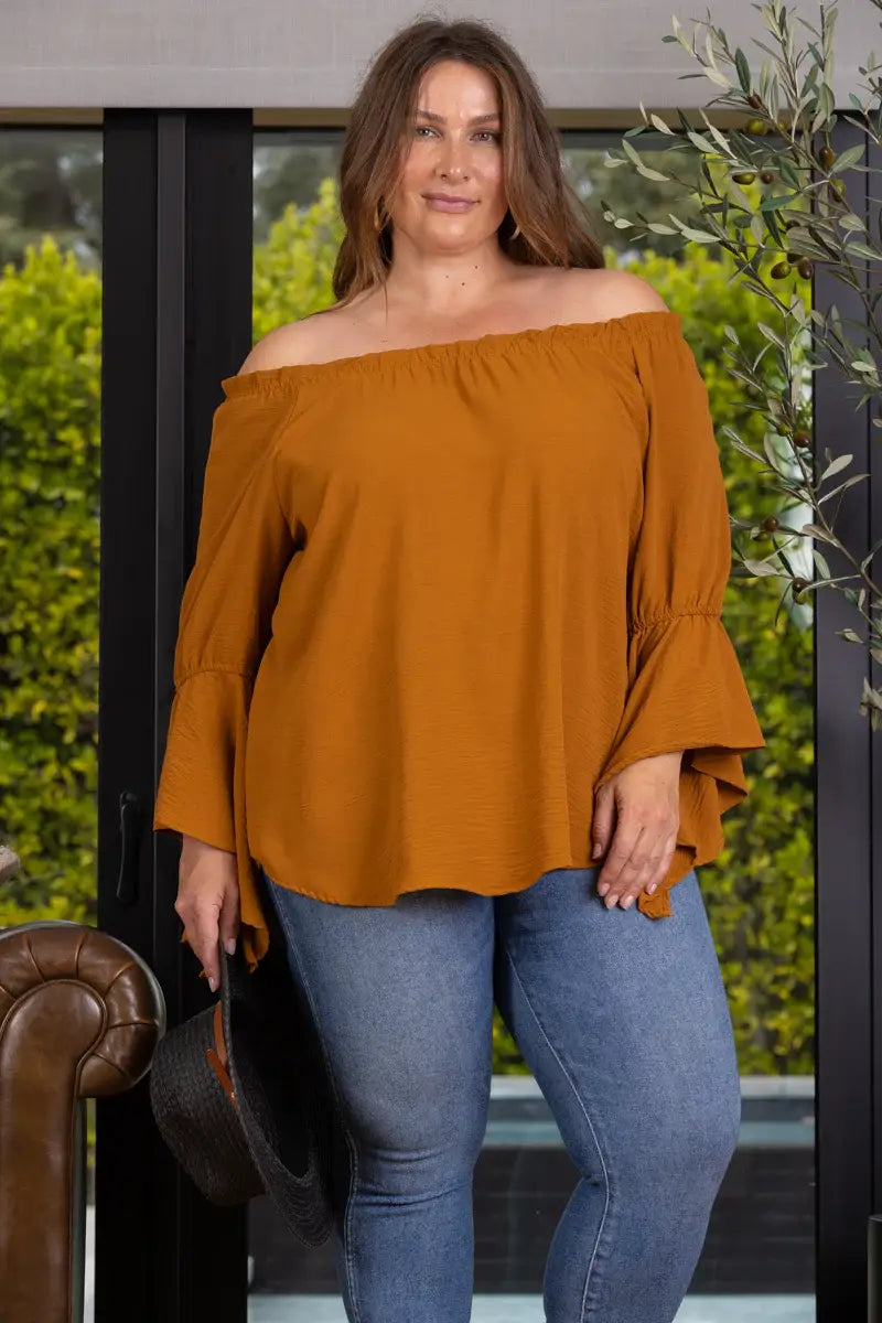 POET BLOUSE OFF SHOULDER TOP- PLUS SIZE