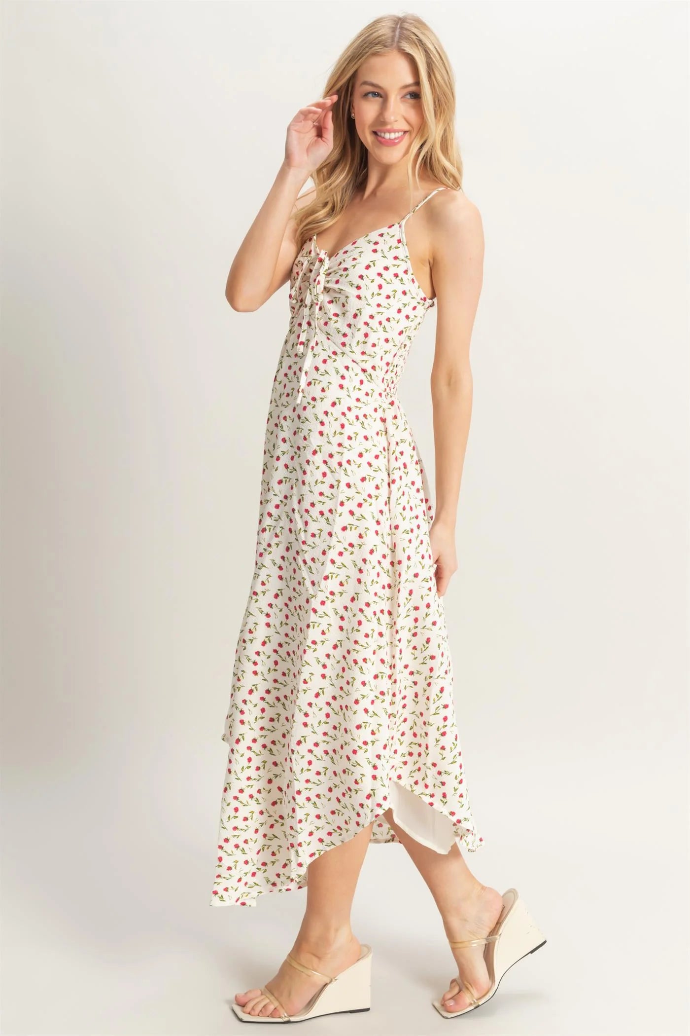 Floral Print Sleeveless Midi Dress