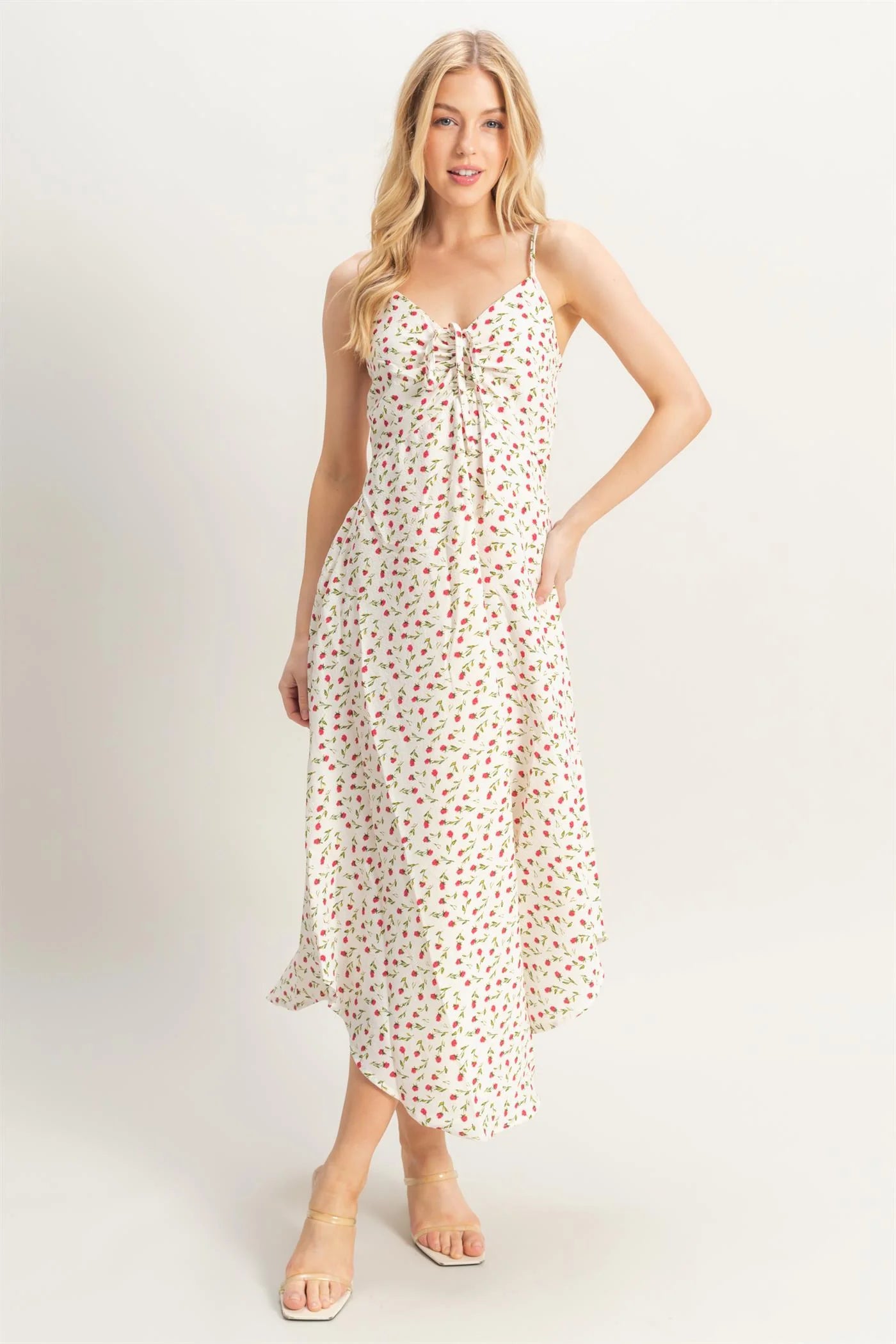 Floral Print Sleeveless Midi Dress
