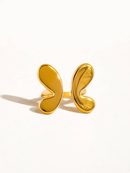 18K Gold Non-Tarnish Butterfly Ring: Gold