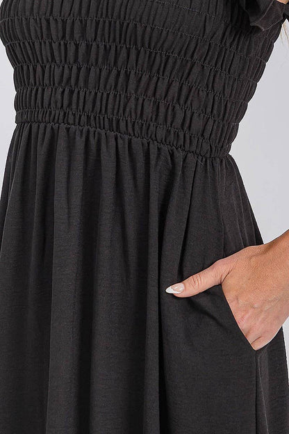 Back in Black Smocked Midi