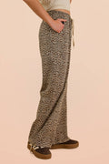 Linen Wide Leg Pants:LEOPARD
