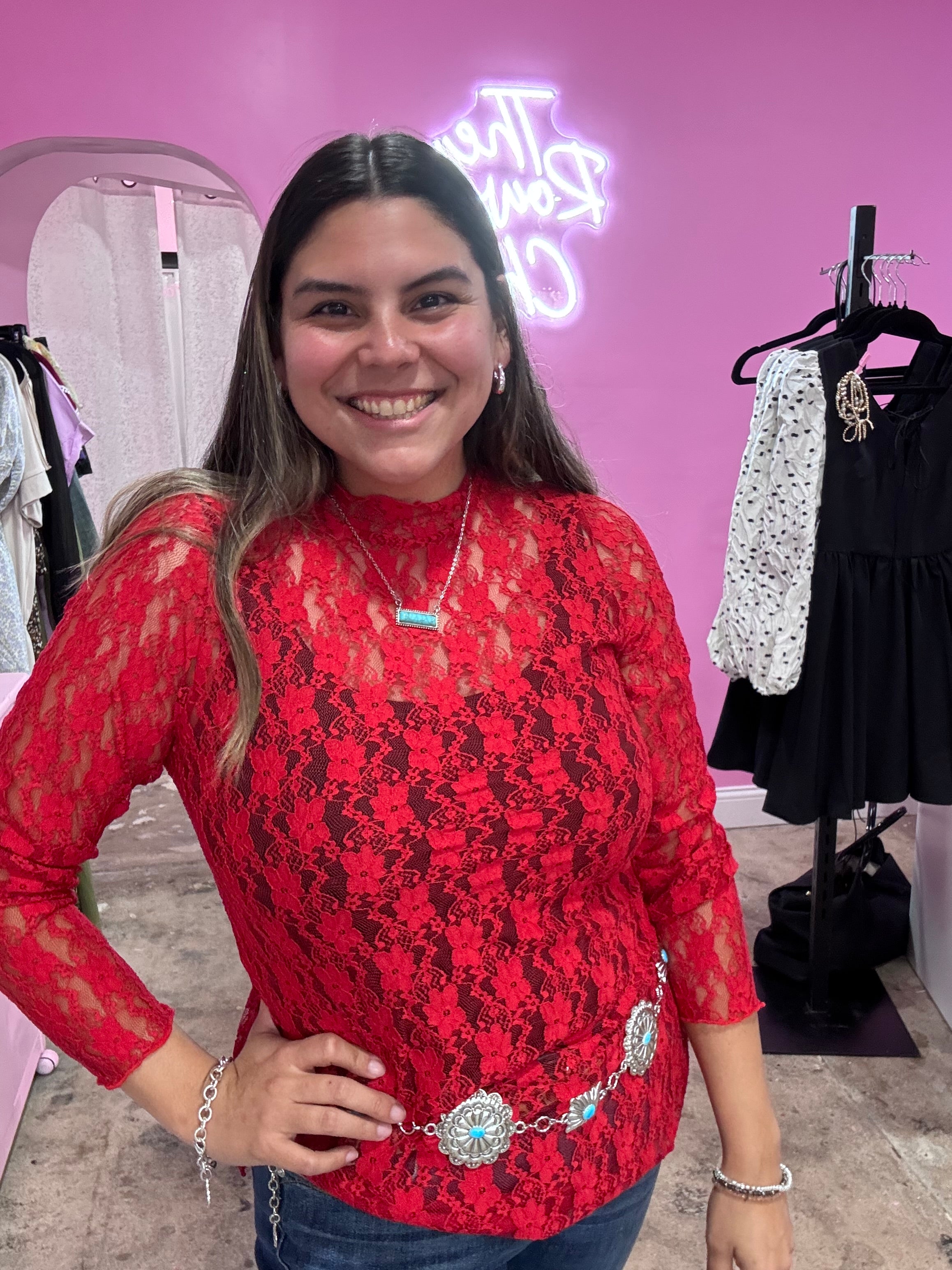 Sweet lace Mock Neck