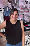 Round Neck Linen Top