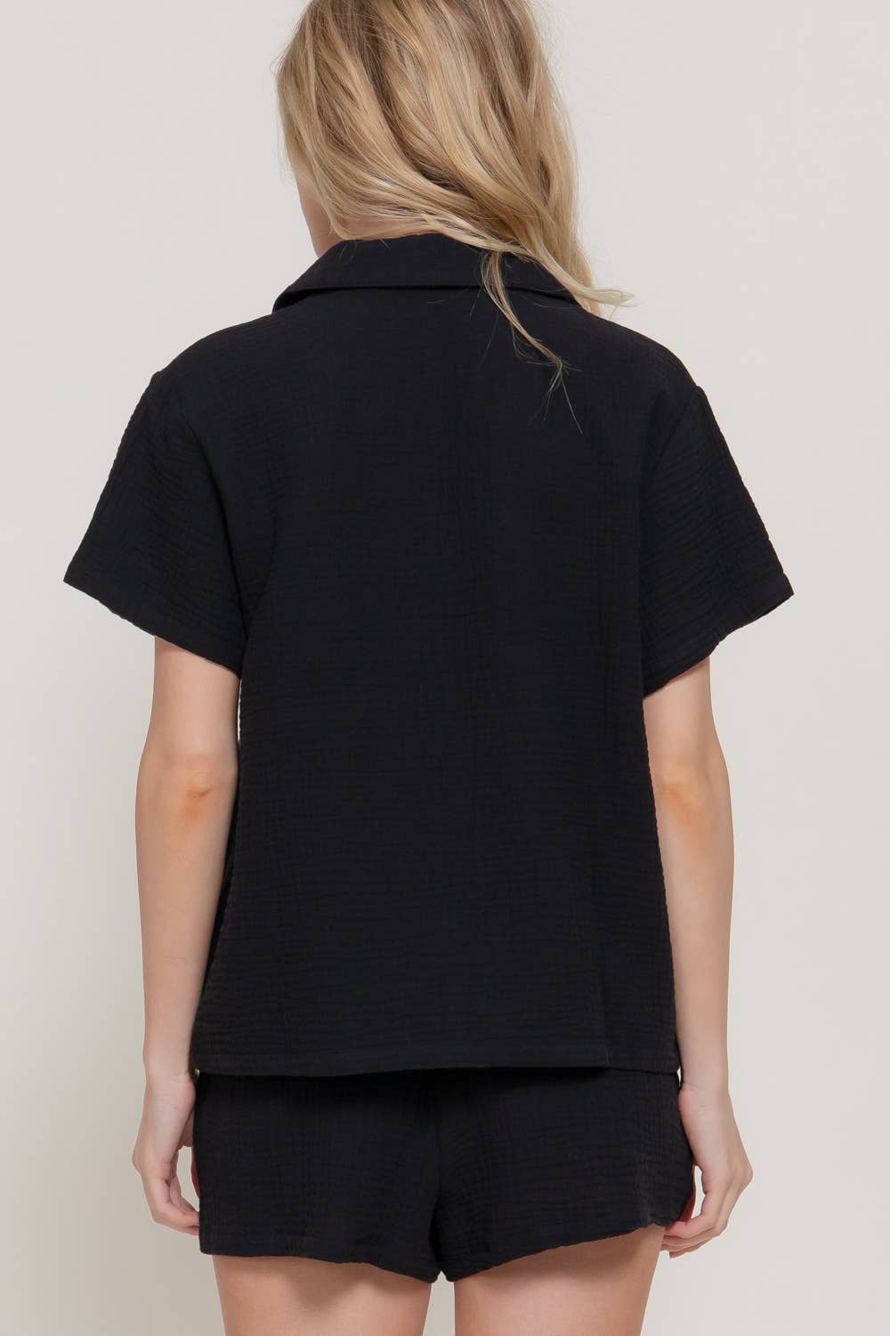 Short Sleeve Resort Set: BLACK