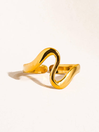 Golden Attitude 18K Gold Non-Tarnish Abstract Thin Ring