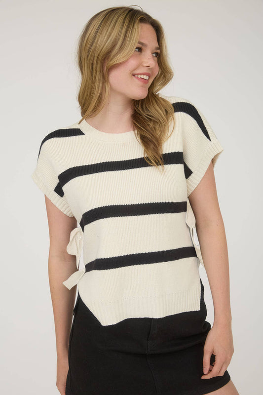 Striped Side Tie Knit Vest