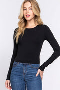 Classic Black Crew Neck Crop Top