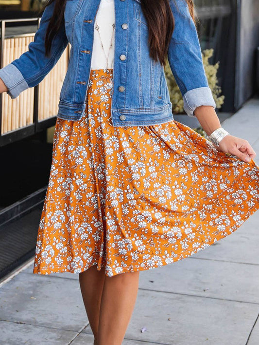 Golden Floral Skirt