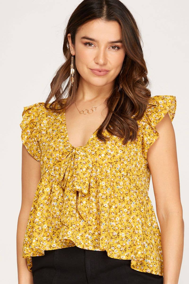 Floral Front Tie Top