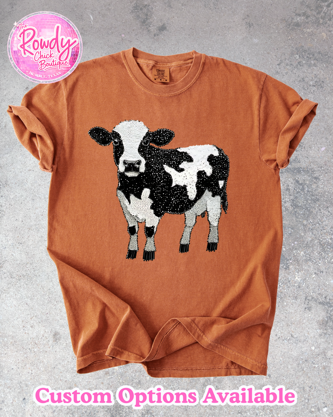 Cow "faux Rhinestone" Rowdy Tee