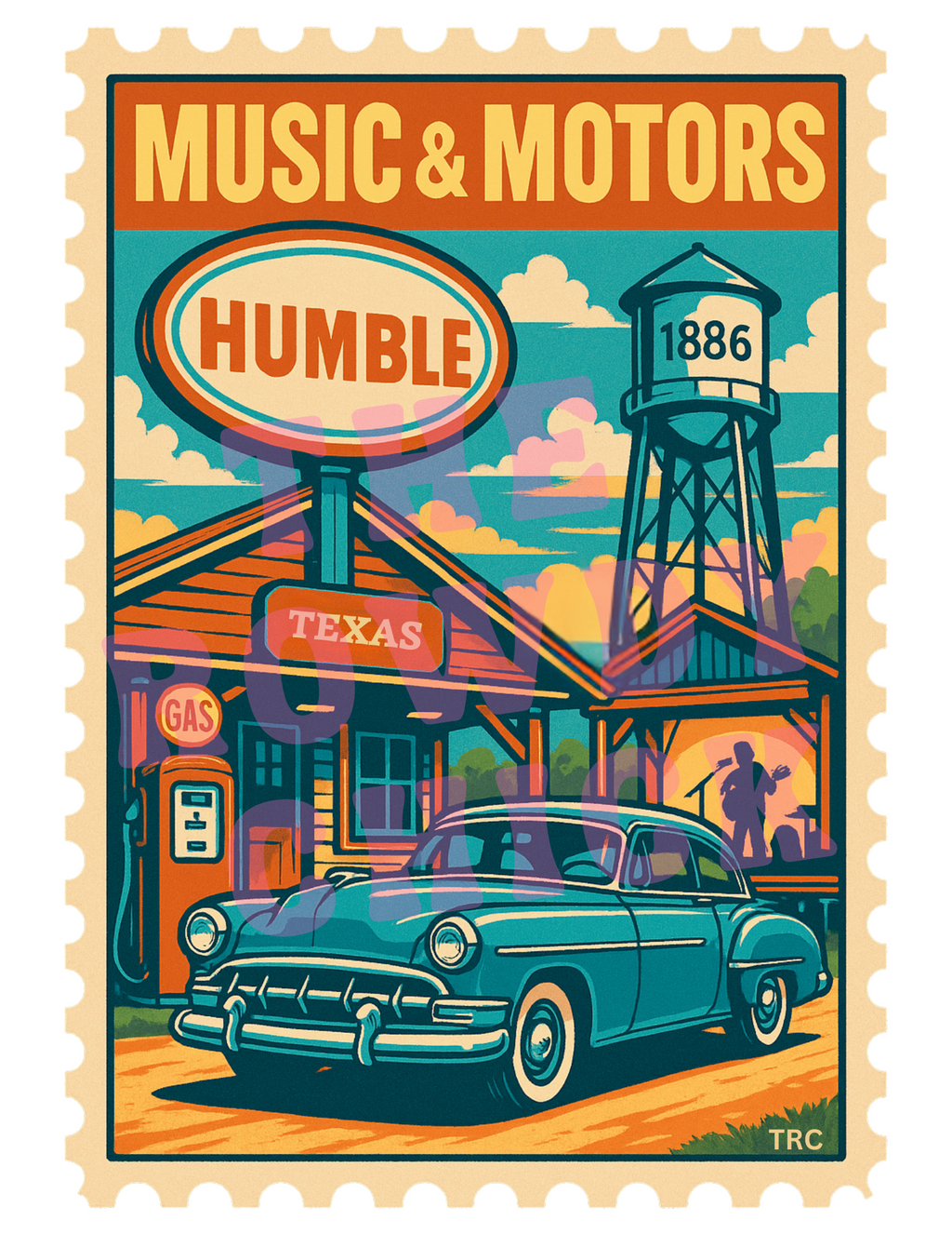 HUMTX Postage Stamp: Music & Motors
