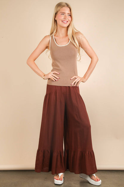 Mocha Moods Ruffle Pants