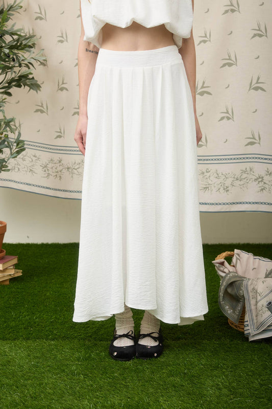 Soft Breeze Midi Skirt: White